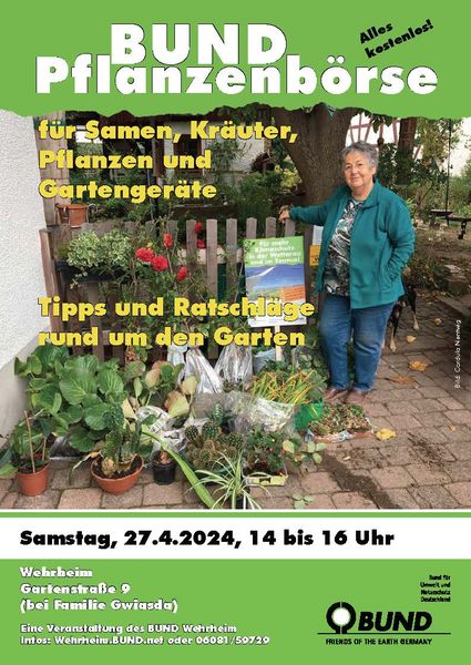 Plakat des BUND Wehrheim zur Pflanzenbörse im Frühjahr 2024
