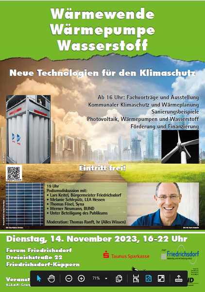 Vorträge und eine Podiumsdiskussion mit der Möglichkeit der Zuschauerbeteiligung zum Thema umweltfreundliche Haustechnik und Wärmepumpen